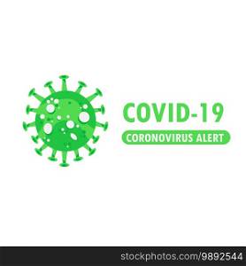Coronavirus logo Covid-19 isolated on white. Green medical epidemic virus symbol. Coronavirus quarantine vector illustration concept
