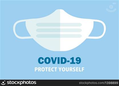 Coronavirus mask on blue background. Pandemic and corona virus outbreaks. Covid-19 concept vector illustration. Coronavirus mask on blue background. Pandemic and corona virus outbreaks.