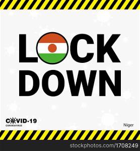 Coronavirus Niger Lock DOwn Typography with country flag. Coronavirus pandemic Lock Down Design