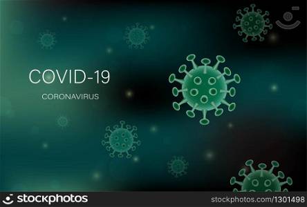 Coronavirus or covid-19 model on bokeh background for advertising banner or leaflet,vector illustration