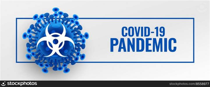coronavirus pandemic outbreak banner with microscopic virus cell