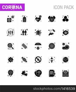 Coronavirus Precaution Tips icon for healthcare guidelines presentation 25 Solid Glyph icon pack such as chemistry, drop, soap, blood, time viral coronavirus 2019-nov disease Vector Design Elements