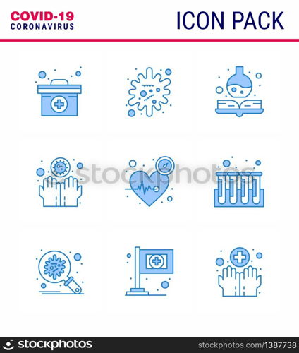 Coronavirus Precaution Tips icon for healthcare guidelines presentation 9 Blue icon pack such as pulse, beat, handbook, infect, disease viral coronavirus 2019-nov disease Vector Design Elements