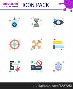 Coronavirus Precaution Tips icon for healthcare guidelines presentation 9 Flat Color icon pack such as skeleton, bones, drop, virus, bacteria viral coronavirus 2019-nov disease Vector Design Elements