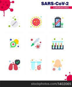 Coronavirus Precaution Tips icon for healthcare guidelines presentation 9 Flat Color icon pack such as support, medical, bacteria, communication, staying viral coronavirus 2019-nov disease Vector Design Elements