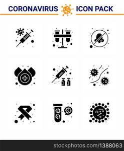Coronavirus Precaution Tips icon for healthcare guidelines presentation 9 Solid Glyph Black icon pack such as protection, water, tubes, drop, avoid viral coronavirus 2019-nov disease Vector Design Elements