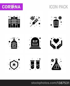 Coronavirus Prevention 25 icon Set Blue. grave, hand sanitizer, cream, hand, cream viral coronavirus 2019-nov disease Vector Design Elements