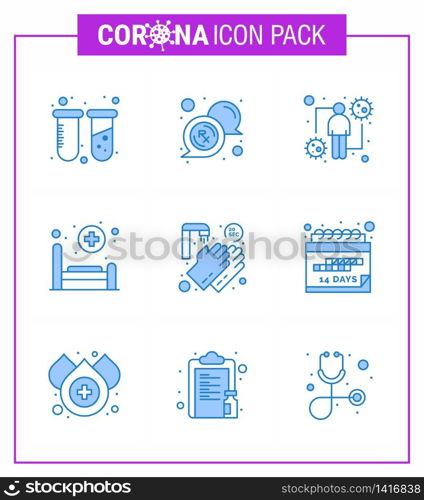 Coronavirus Prevention 25 icon Set Blue. hands, patient, coronavirus, hospital, viral viral coronavirus 2019-nov disease Vector Design Elements