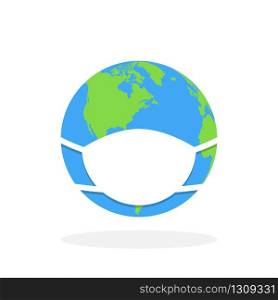 Coronavirus Protection for earth. Mask for Earth. Hygiena concept. Clear and protection earth. Vector illustration.