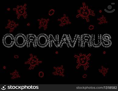 Coronavirus sign with abstract striped letters. Vector graphic illustration.
