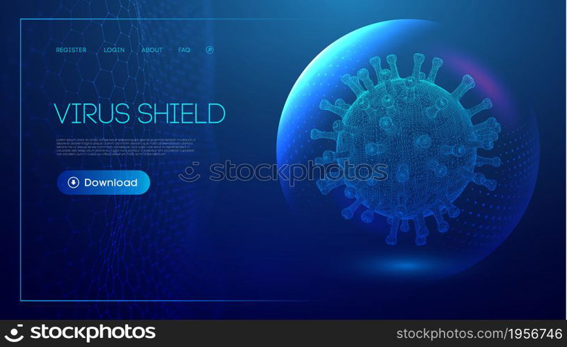 Coronavirus vaccine vector background. Stop coronavirus concept blue virus shield. Healthcare concept of sphere shield for corona virus infection.. Coronavirus vaccine vector background. Stop coronavirus concept blue virus shield. Healthcare concept of sphere shield for corona virus infection. EPS 10.