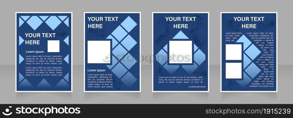 Corporate blank brochure layout design. Information about company. Vertical poster template set with empty copy space for text. Premade corporate reports collection. Editable flyer paper pages. Corporate blank brochure layout design