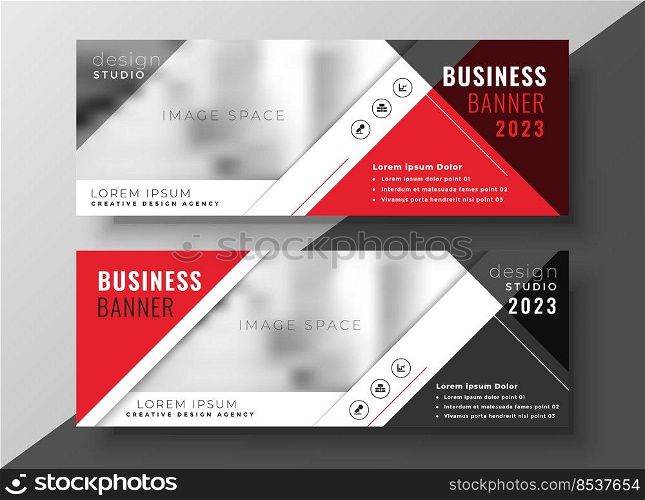 corporate business banner in red geometric style