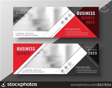 corporate business banner in red geometric style