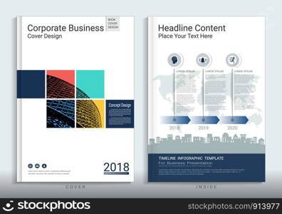 Corporate business cover book design template with infographics