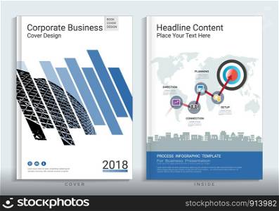 Corporate business cover book design template with infographics