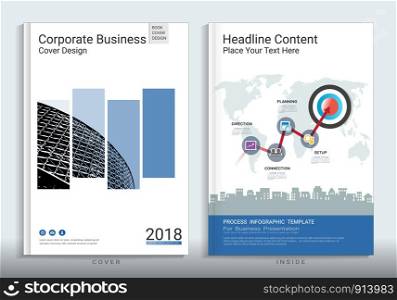 Corporate business cover book design template with infographics