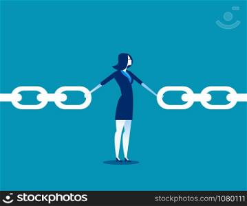 Corporate chain. Businesswoman and chain. Concept business vector illustration.
