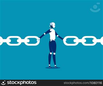 Corporate chain. Robot and chain. Concept business vector illustration.