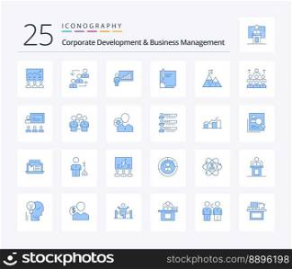 Corporate Development And Business Management 25 Blue Color icon pack including efforts. business. advancement. graph. staff