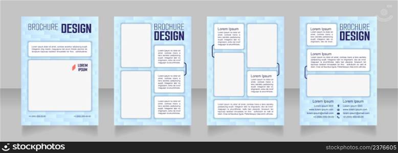 Corporate development blank brochure design. Template set with copy space for text. Premade corporate reports collection. Editable 4 paper pages. Smooch Sans Light, Bold, Arial Regular fonts used. Corporate development blank brochure design