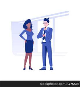 Corporate dress code isolated concept vector illustration. Colleagues wearing classic outfits, business etiquette, corporate culture, company rules, neutral colors clothing vector concept.. Corporate dress code isolated concept vector illustration.
