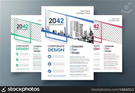 Corporate Flyer Design Template in A4. 3 Color ways included. Can be adapt to Brochure, Annual Report, Magazine,Poster, Corporate Presentation, Portfolio, Banner, Website.
