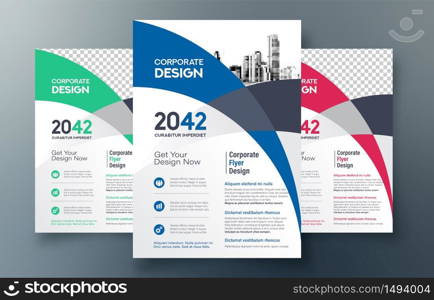 Corporate Flyer Design Template in A4. 3 Color ways included. Can be adapt to Brochure, Annual Report, Magazine,Poster, Corporate Presentation, Portfolio, Banner, Website.