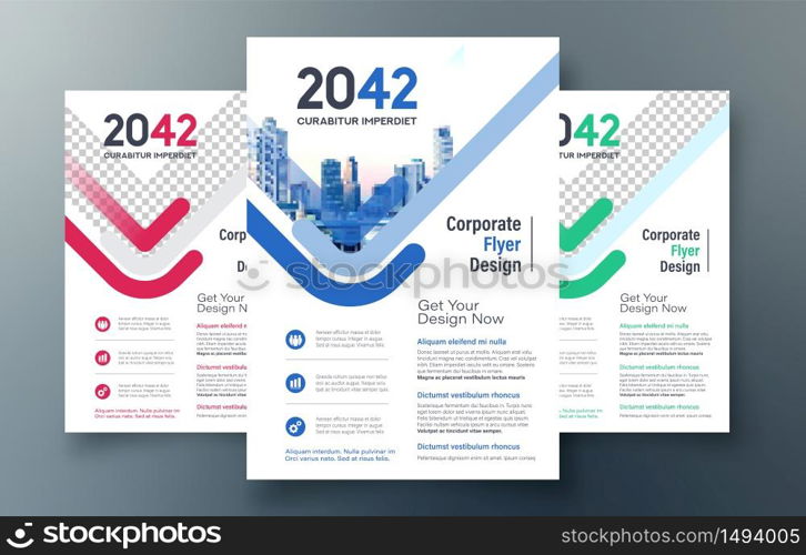 Corporate Flyer Design Template in A4. 3 Color ways included. Can be adapt to Brochure, Annual Report, Magazine,Poster, Corporate Presentation, Portfolio, Banner, Website.