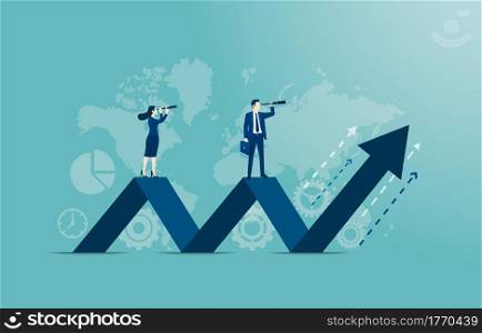 Corporate governance concept. Business leadership, managing skills, leadership training plan and success achievement. Startup and vision development. Vector illustration flat