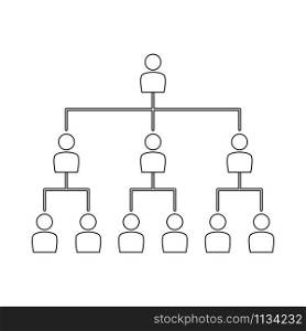 Corporate Hierarchy Chart isolated white background. Organization Structure icon outline design