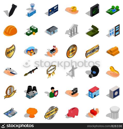 Corporate icons set. Isometric style of 36 corporate vector icons for web isolated on white background. Corporate icons set, isometric style