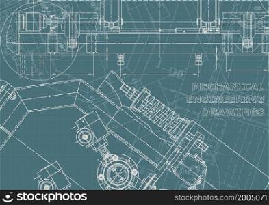Corporate Identity, backgrounds. Mechanical engineering drawing. Machine-building industry. Corporate Identity illustration. Cover, flyer, banner, background