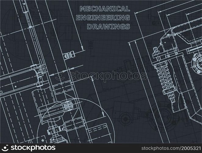 Corporate Identity. Blueprint. Vector engineering drawing. Mechanical instrument making. Cover, flyer, banner, background. Instrument-making drawings. Mechanical engineering drawing