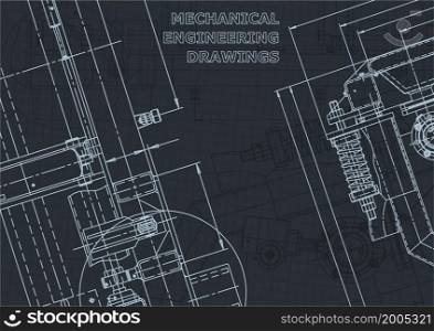 Corporate Identity. Blueprint. Vector engineering drawing. Mechanical instrument making. Cover, flyer, banner, background. Instrument-making drawings. Mechanical engineering drawing
