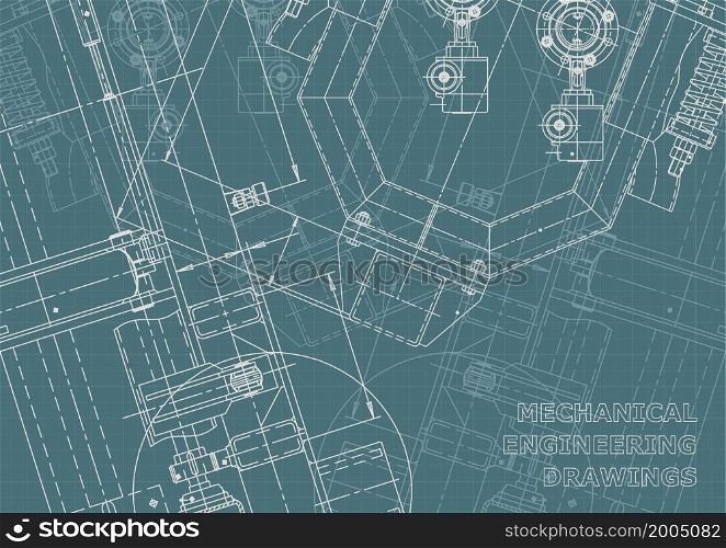 Corporate Identity. Blueprint. Vector engineering drawings. Mechanical instrument making. Corporate Identity, plan, sketch. Technical illustrations, backgrounds