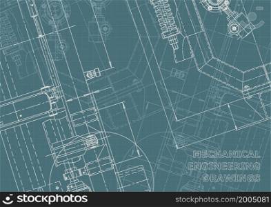 Corporate Identity. Blueprint. Vector engineering drawings. Mechanical instrument making Technical. Corporate Identity illustration. Cover, flyer, banner, background