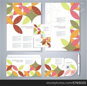 Corporate identity, business set design with abstract retro background. Vector illustration.