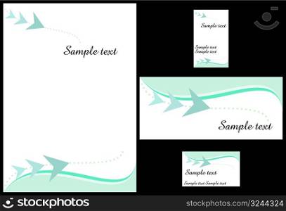 Corporate identity design template vector with memo, envelope and horizontal and vertical visiting cards