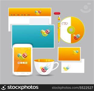 Corporate identity kit for your business includes Business Card, Envelope and Folder for documents, Pen, CD, Cup.