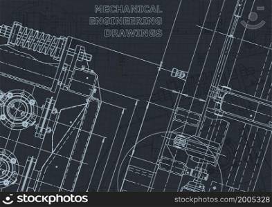 Corporate Identity. Mechanical engineering drawing. Technical illustrations, backgrounds Scheme plan. Cover, flyer, banner, background. Instrument-making drawings. Mechanical engineering drawing