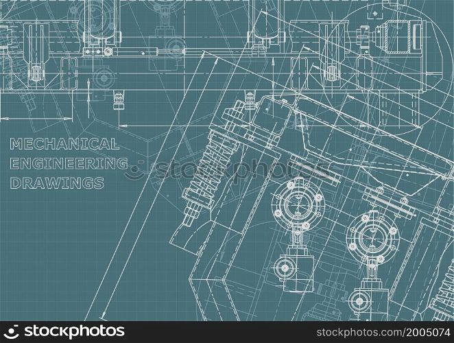 Corporate Identity, sketch. Technical illustrations, backgrounds. Mechanical engineering drawing. Machine-building industry Instrument-making. Corporate Identity illustration. Cover, flyer, banner, background