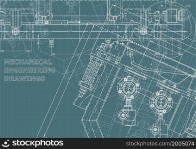 Corporate Identity, sketch. Technical illustrations, backgrounds. Mechanical engineering drawing. Machine-building industry Instrument-making. Corporate Identity illustration. Cover, flyer, banner, background
