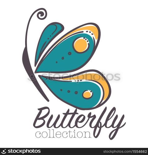 Corporate identity template butterfly insect isolated icon vector blue wings beauty salon emblem or logo wild flying animal cosmetic brand fashion and health fitness club symbol with lettering.. Butterfly isolated icon corporate identity beauty salon or fitness club