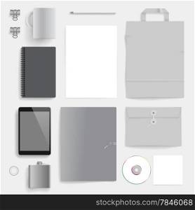 "Corporate identity template on light gray background. Use layer "Print" in vector file to recolor objects. Eps-10 with transparency."