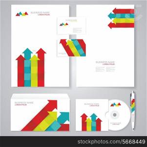 Corporate identity template with color srrows elements.