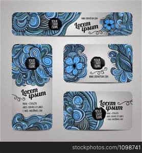 Corporate Identity vector templates set with art floral ornamental theme. Corporate Identity vector templates set