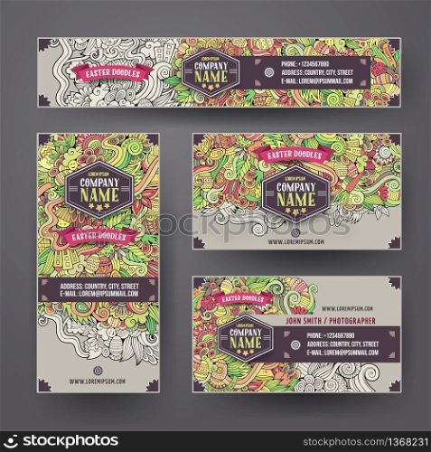 Corporate Identity vector templates set with doodles easter theme. Corporate Identity vector templates set