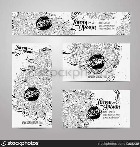 Corporate Identity vector templates set with doodles easter theme. Corporate Identity vector templates set