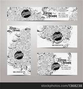 Corporate Identity vector templates set with doodles easter theme. Corporate Identity vector templates set